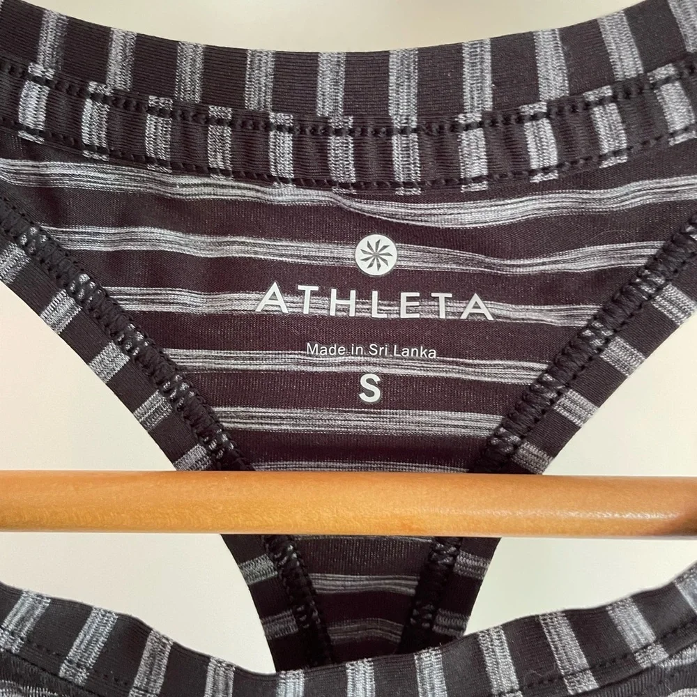 Athleta Chi high neck Racerback black grey tank top Size Small - Picture 2 of 5